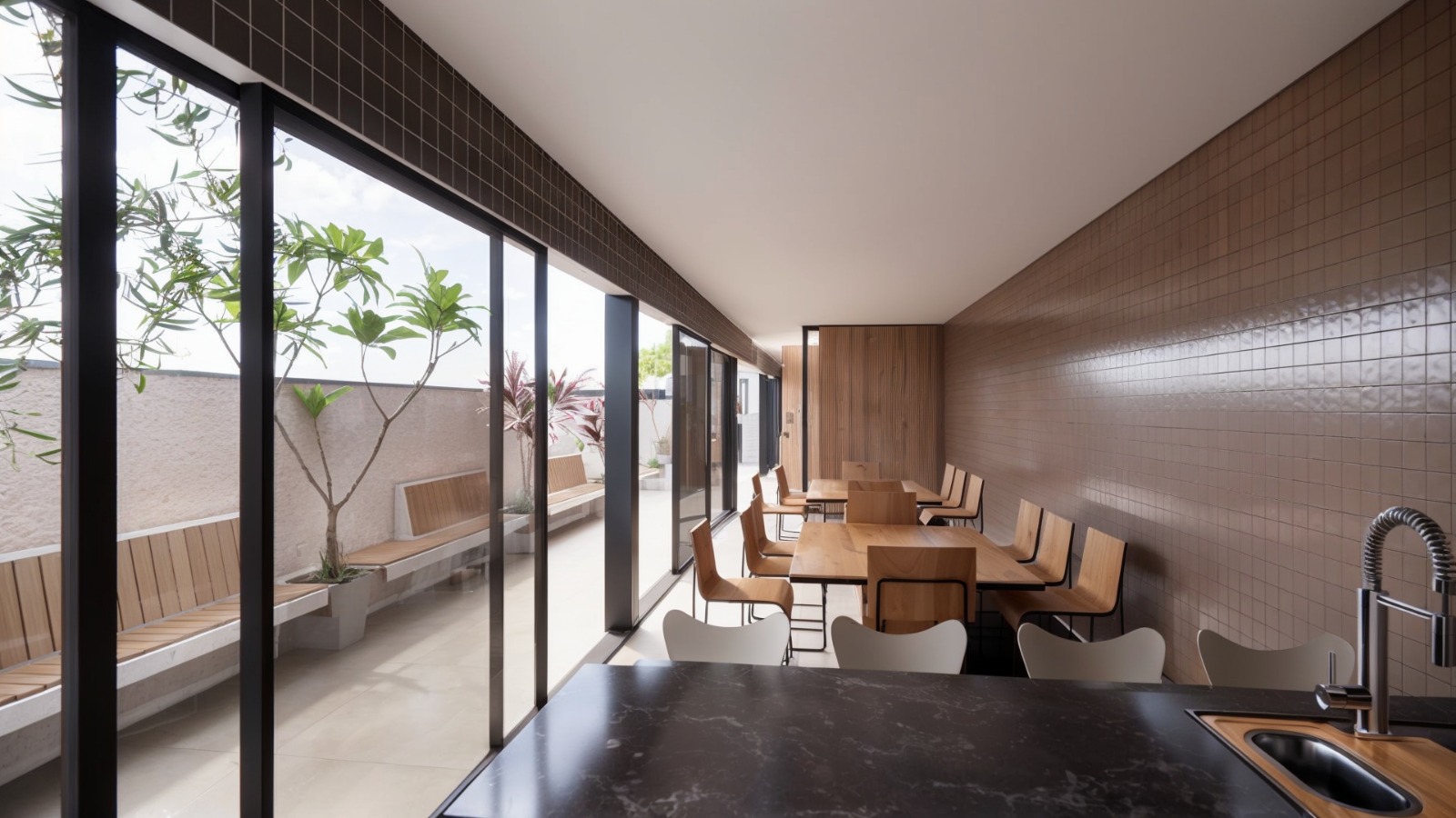 Espaço gourmet integrado, área comum do Felicitá