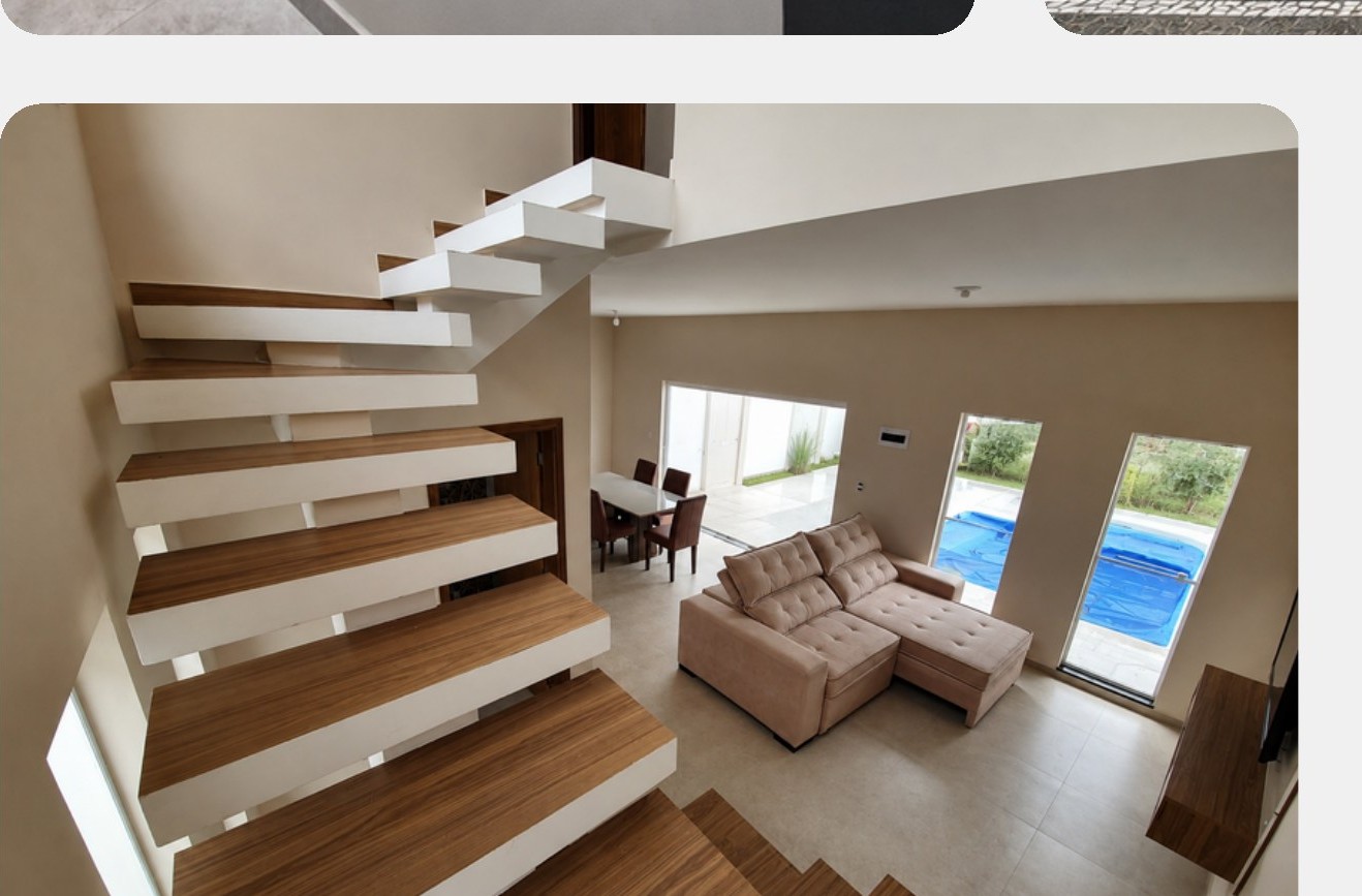 Sala de estar integrada, residência executada pela RMiranda